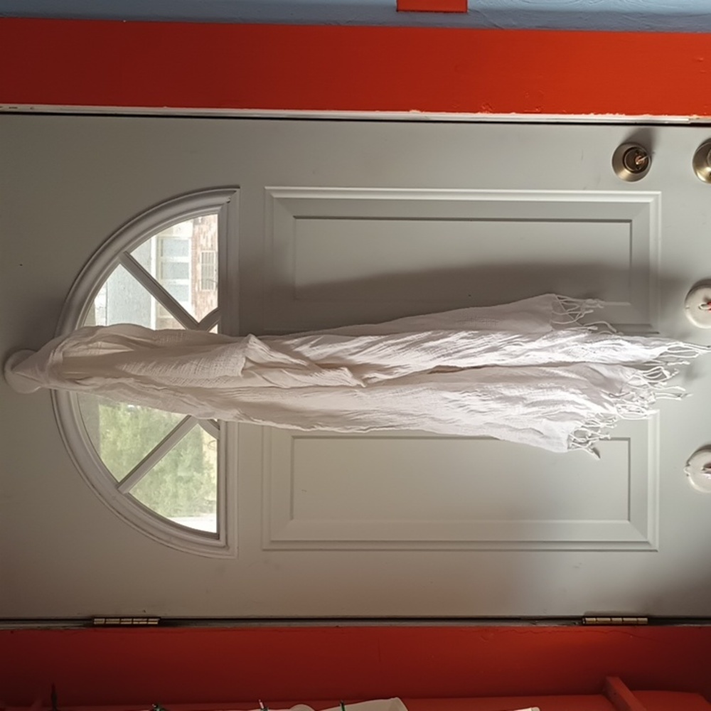 Pure white soft sheer vintage scarf